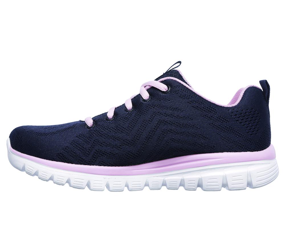 Women Skechers Graceful - Get Connected Lace Up Shoes Navy / Pink  USA |  0274-FMYHG