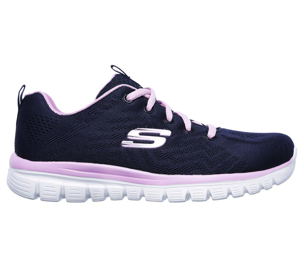 Women Skechers Graceful - Get Connected Lace Up Shoes Navy / Pink  USA |  0274-FMYHG