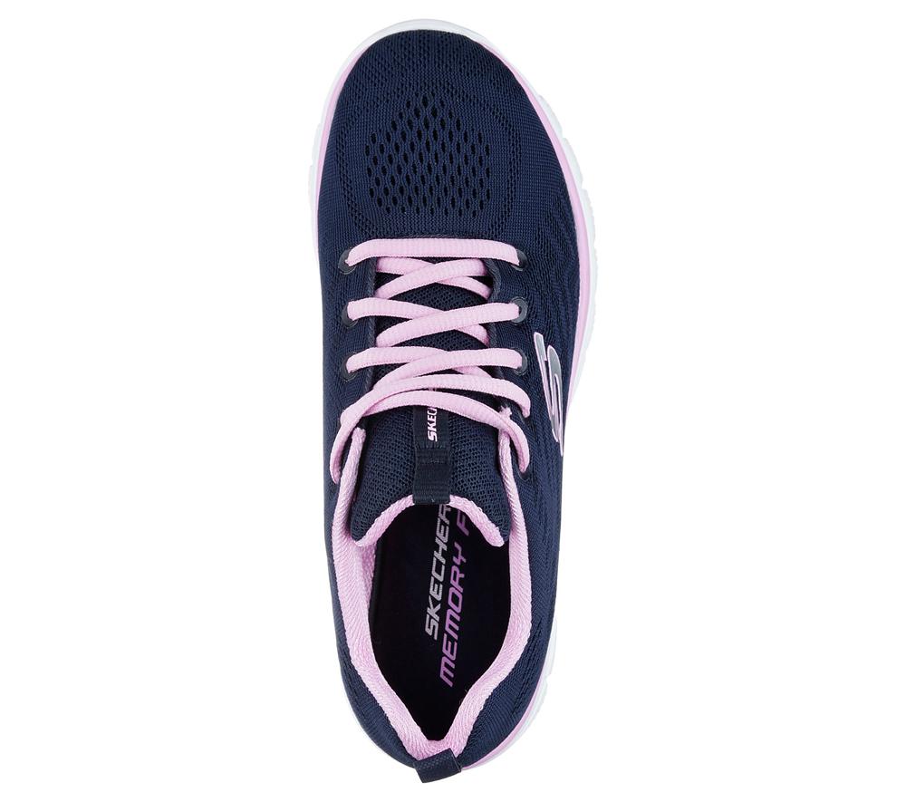 Women Skechers Graceful - Get Connected Lace Up Shoes Navy / Pink  USA |  9541-CHMNK
