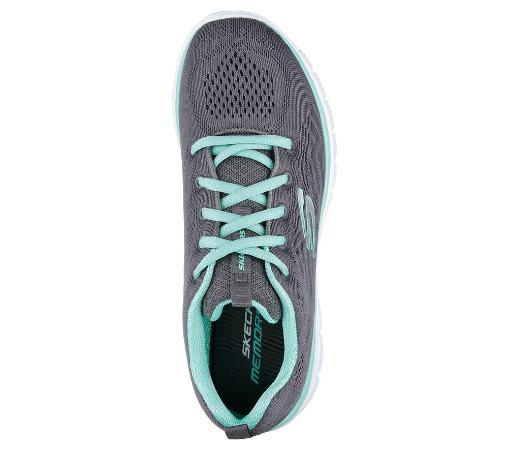 Women Skechers Graceful - Get Connected Lace Up Shoes Charcoal / Green  USA |  4309-ENAPS
