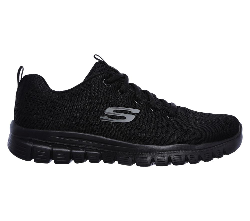 Women Skechers Graceful - Get Connected Lace Up Shoes Black  USA |  5703-UMJIR