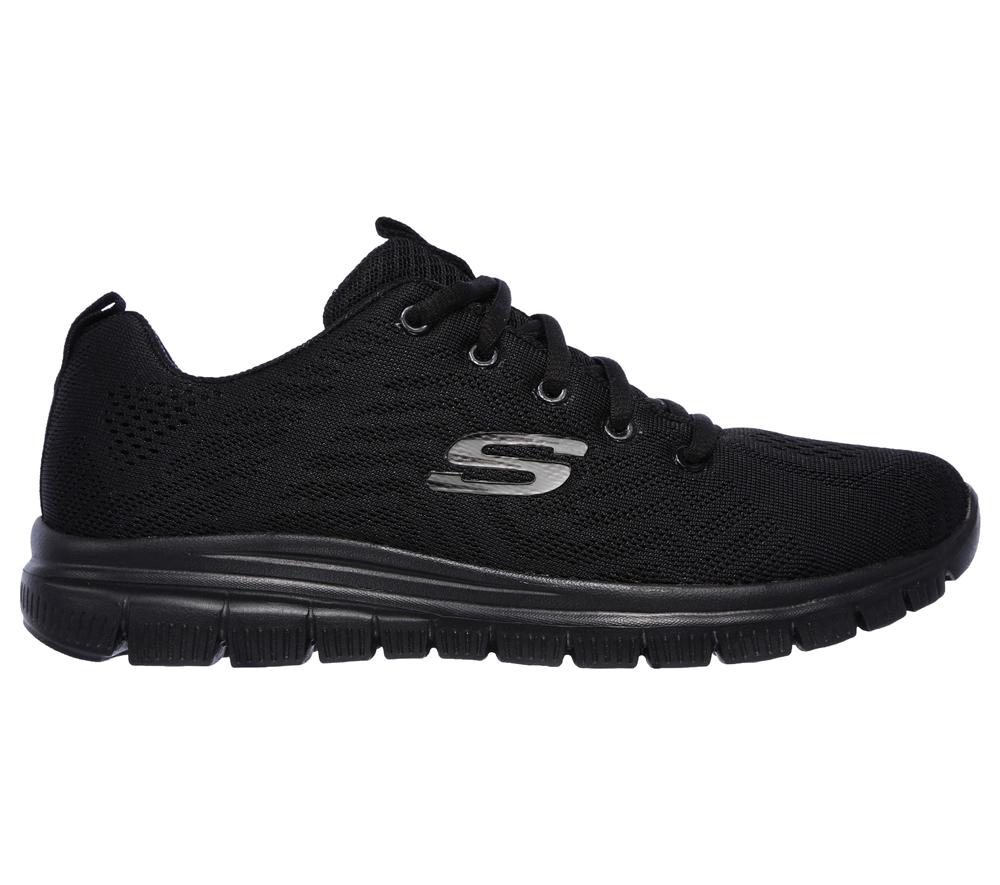 Women Skechers Graceful - Get Connected Lace Up Shoes Black  USA |  5703-UMJIR