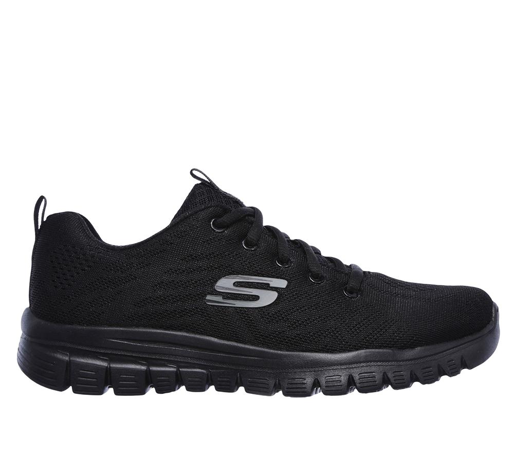 Women Skechers Graceful - Get Connected Lace Up Shoes Black  USA |  5703-UMJIR