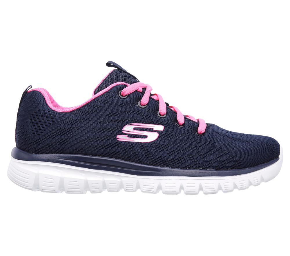 Women Skechers Graceful - Get Connected Sneakers Navy / Hot Pink  USA |  8041-JMEWR