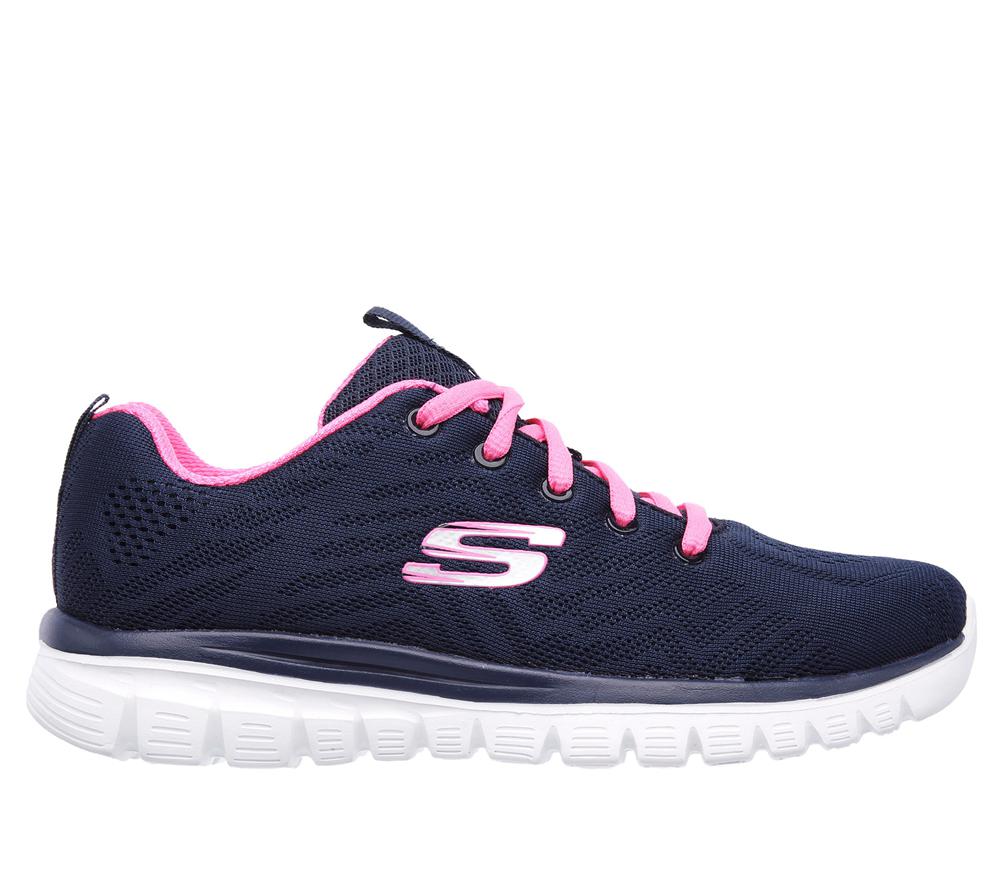 Women Skechers Graceful - Get Connected Sneakers Navy / Hot Pink  USA |  8041-JMEWR