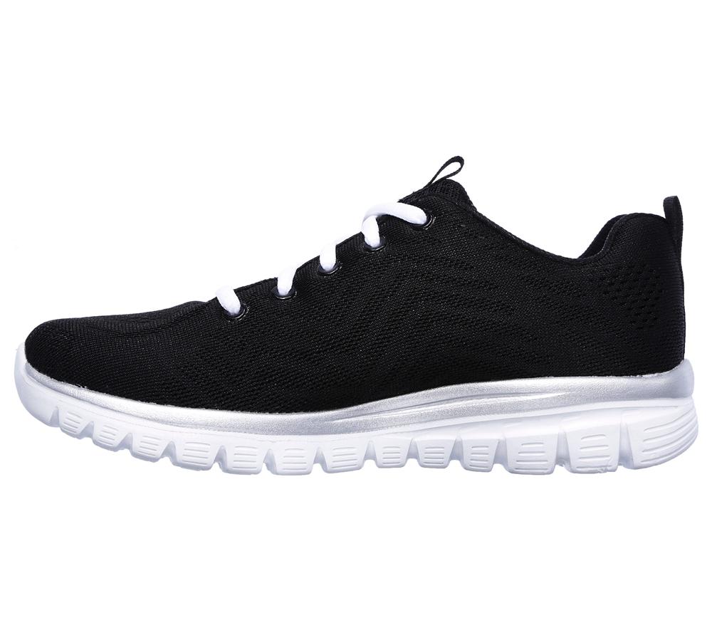 Women Skechers Graceful - Get Connected Sneakers Black / White  USA |  6048-SNPBX