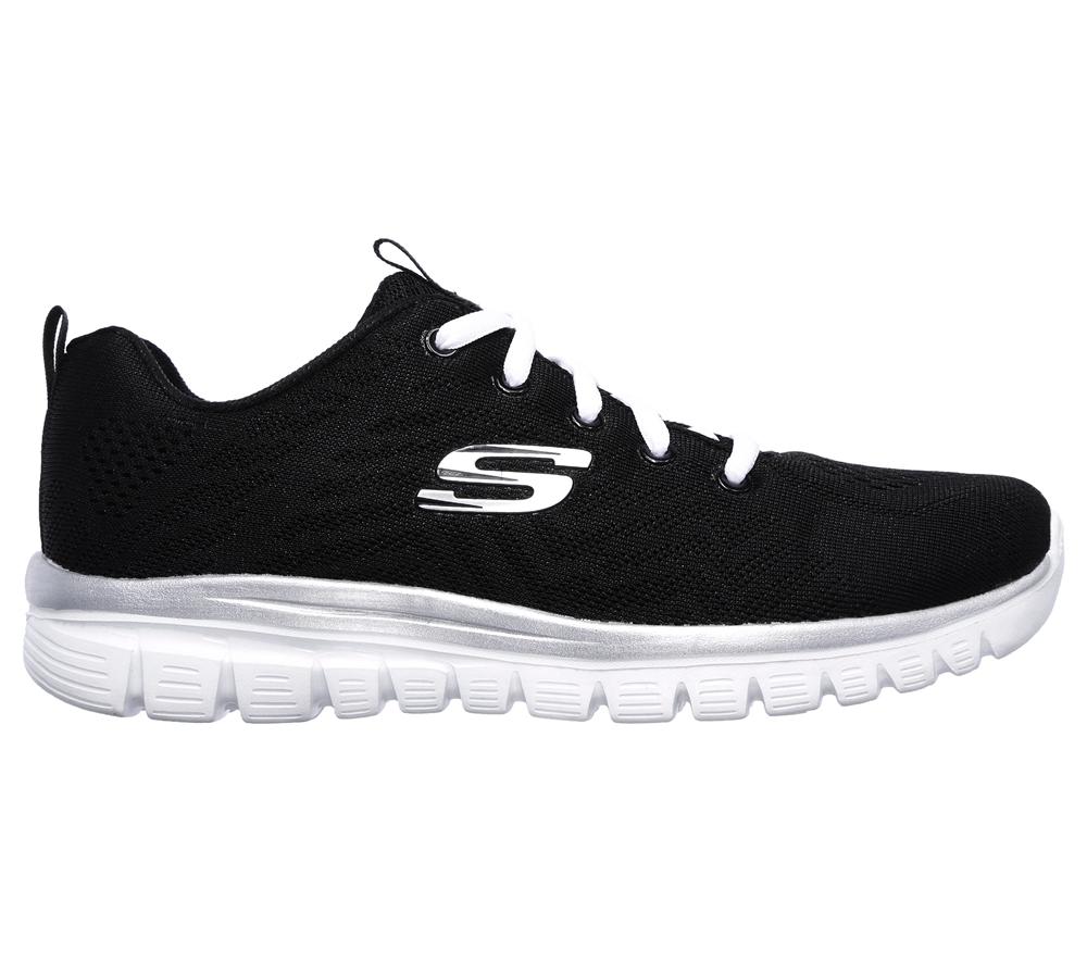Women Skechers Graceful - Get Connected Sneakers Black / White  USA |  6048-SNPBX