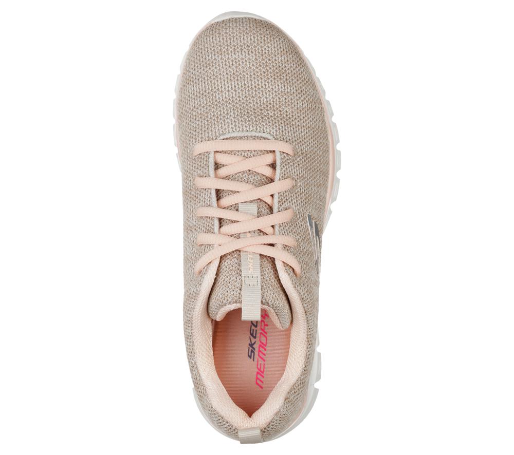 Women Skechers Graceful - Twisted Fortune Lace Up Shoes Natural / Coral  USA |  5104-SDPUZ
