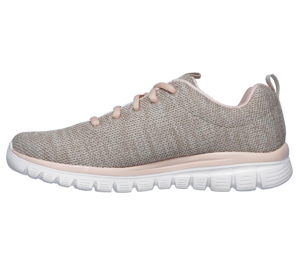 Women Skechers Graceful - Twisted Fortune Lace Up Shoes Natural / Coral  USA |  5104-SDPUZ