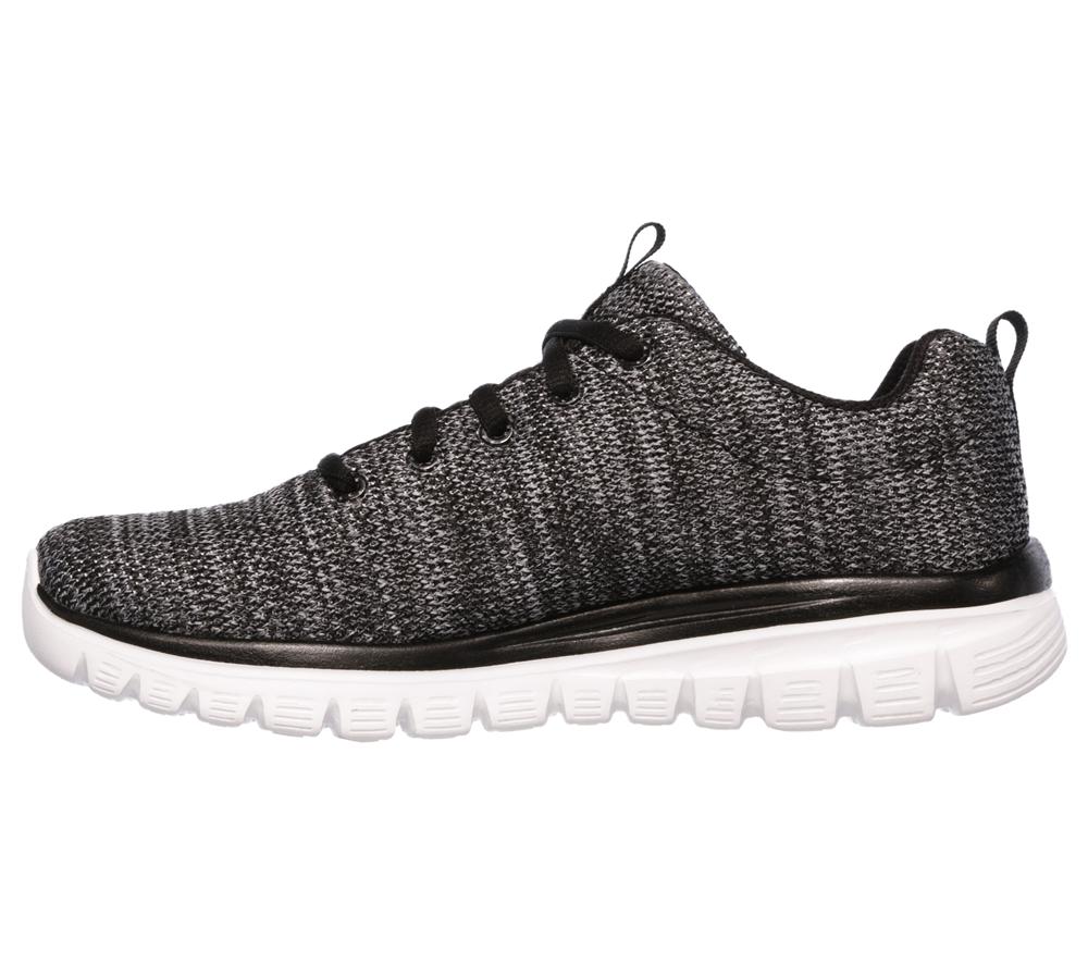 Women Skechers Graceful - Twisted Fortune Sneakers Black / White  USA |  7508-LMEFU