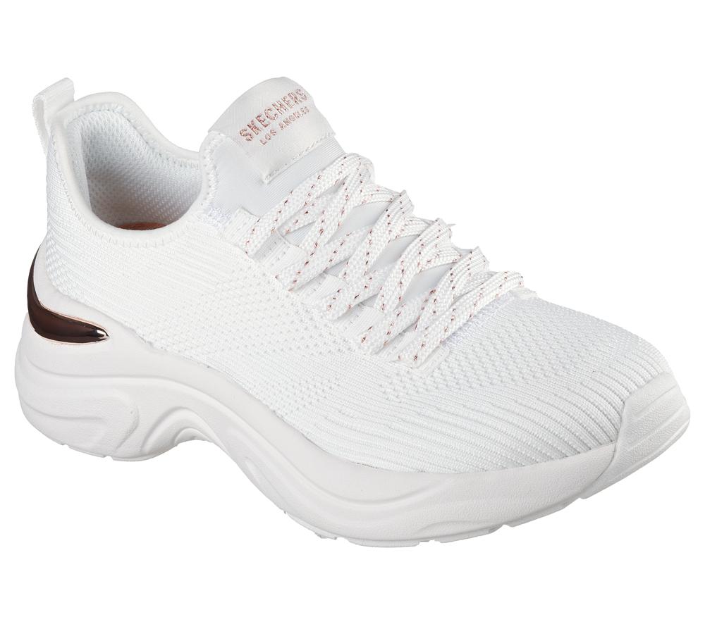 Women Skechers Hazel - Pretty Knitty Lace Up Shoes White  USA |  3027-HLOCN