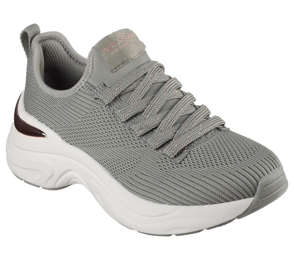 Women Skechers Hazel - Pretty Knitty Lace Up Shoes Olive  USA |  2074-ZKIDQ