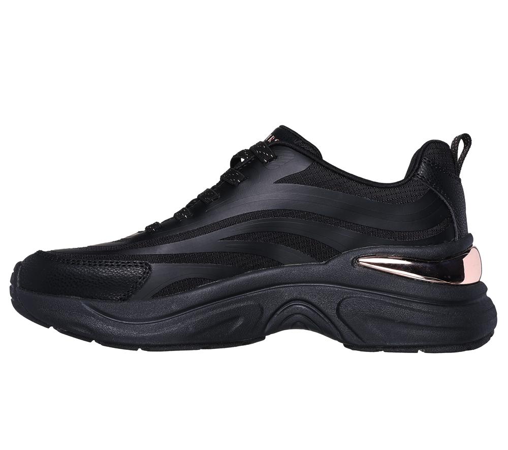Women Skechers Hazel - Step N Flow Lace Up Shoes Black  USA |  9568-VWPTE