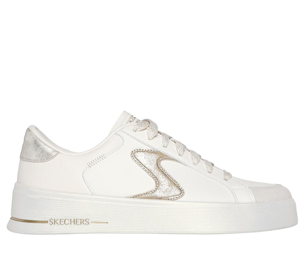 Women Skechers Hiland - Quite Chic Lace Up Shoes Natural / Gold  USA |  5804-MZBIQ