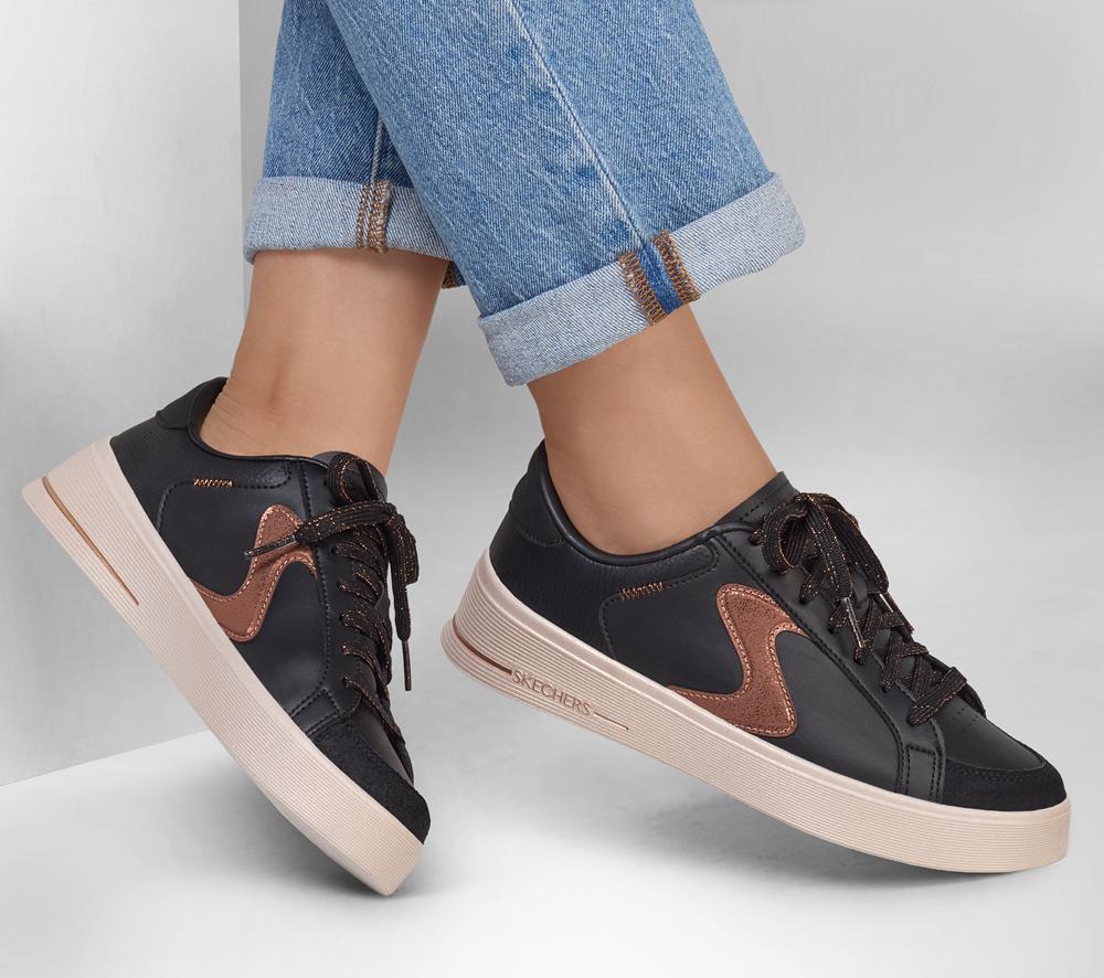Women Skechers Hiland - Quite Chic Lace Up Shoes Black / Brown  USA |  8427-BLAOH