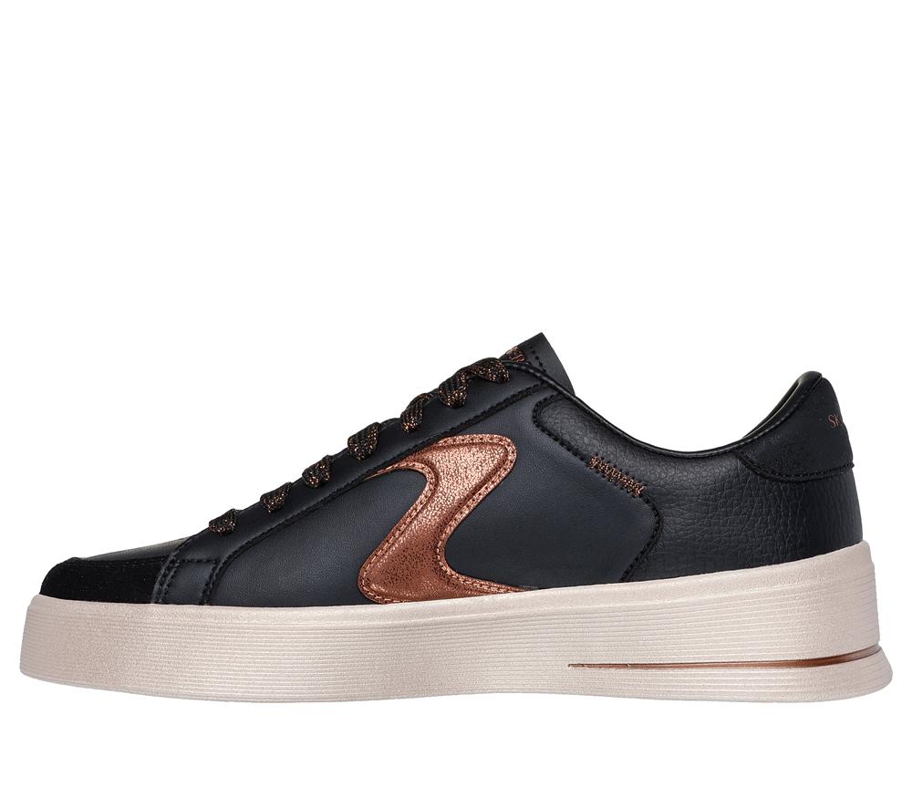 Women Skechers Hiland - Quite Chic Lace Up Shoes Black / Brown  USA |  8427-BLAOH