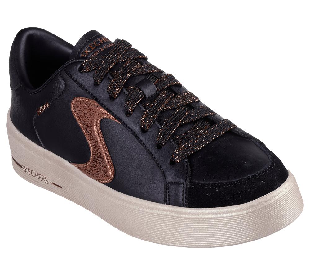 Women Skechers Hiland - Quite Chic Lace Up Shoes Black / Brown  USA |  8427-BLAOH