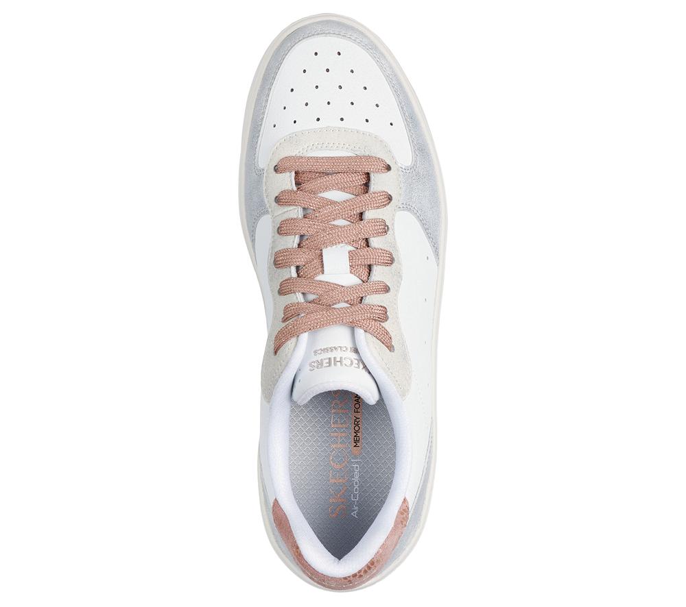 Women Skechers Hiland - Soft Metals Lace Up Shoes White / Multicolor  USA |  1862-MSZKO