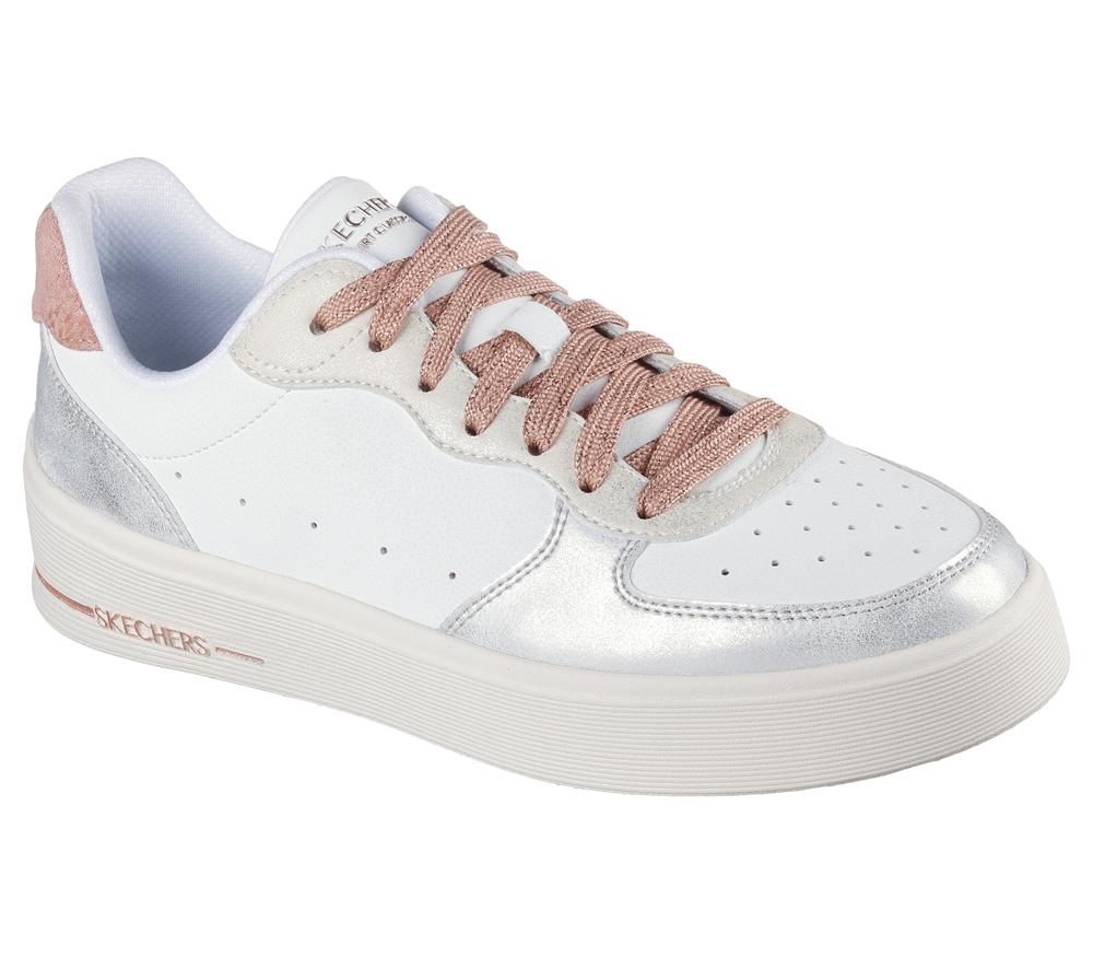 Women Skechers Hiland - Soft Metals Lace Up Shoes White / Multicolor  USA |  1862-MSZKO