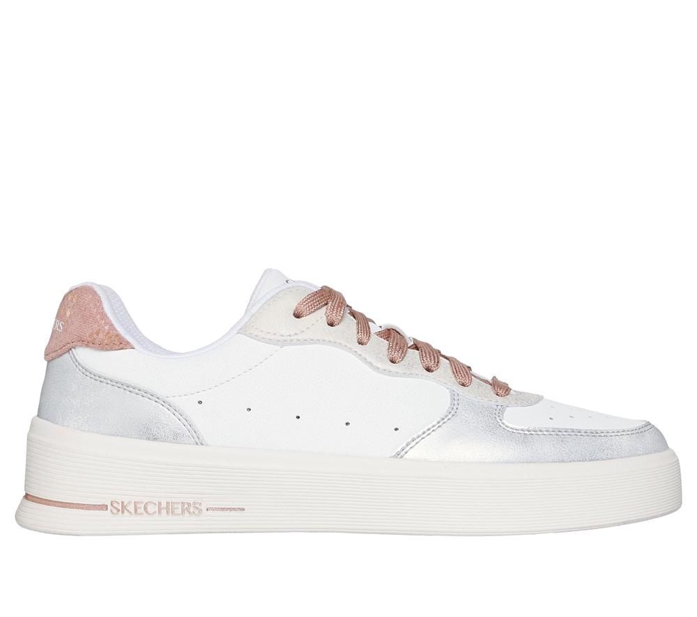 Women Skechers Hiland - Soft Metals Lace Up Shoes White / Multicolor  USA |  1862-MSZKO