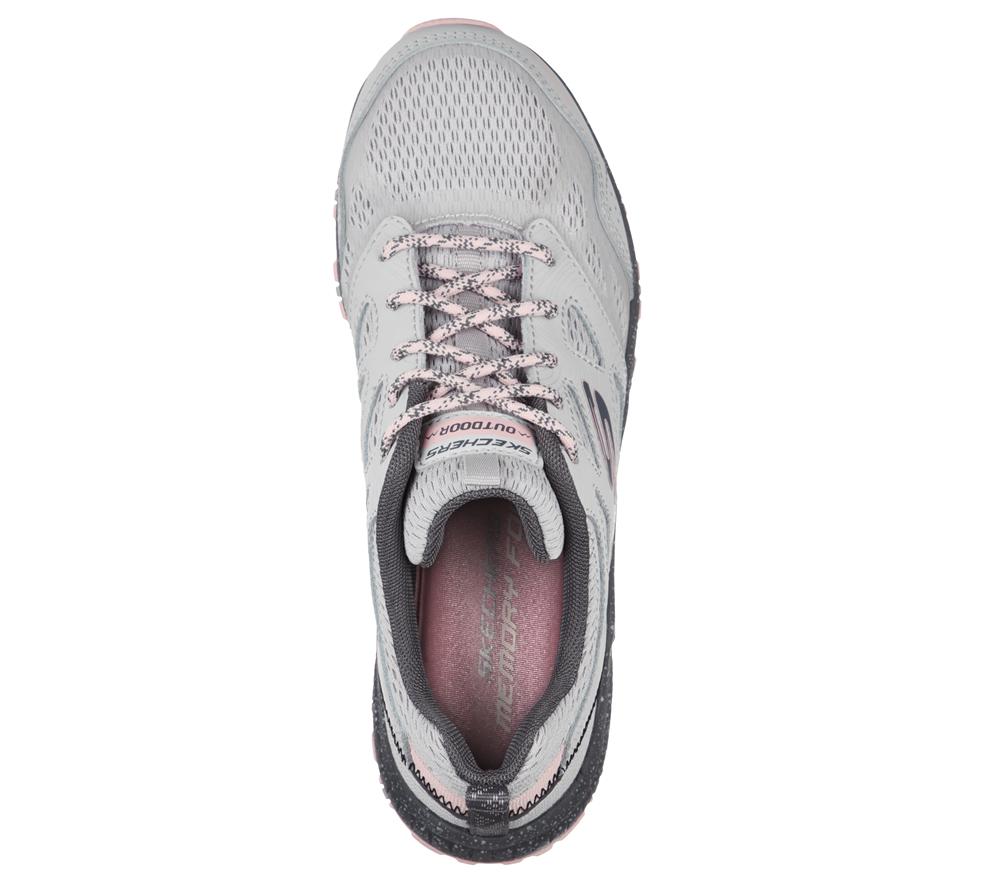 Women Skechers Hillcrest - Pure Escapade Lace Up Shoes Grey / Pink  USA |  0489-CZSML
