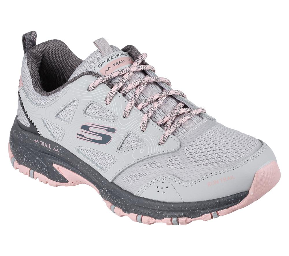 Women Skechers Hillcrest - Pure Escapade Lace Up Shoes Grey / Pink  USA |  0489-CZSML