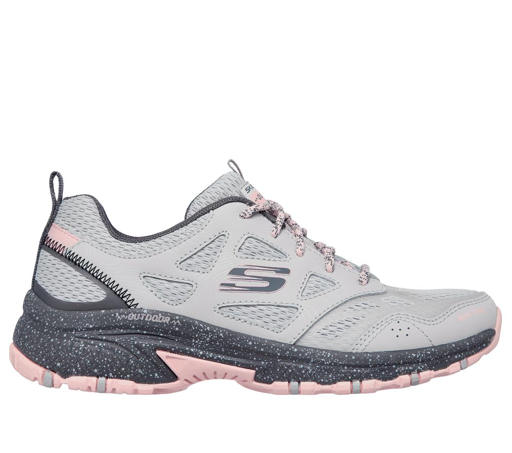 Women Skechers Hillcrest - Pure Escapade Lace Up Shoes Grey / Pink  USA |  0489-CZSML