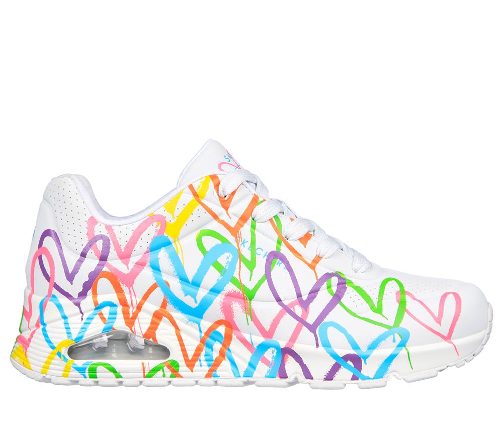 Women Skechers JGoldcrown: Uno - Highlight Love Wedges White / Multicolor  USA |  8741-LCWQY