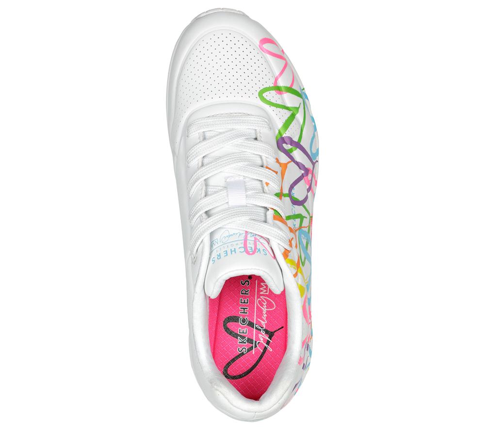Women Skechers JGoldcrown: Uno - Highlight Love Lace Up Shoes White / Multicolor  USA |  0231-MQCDU
