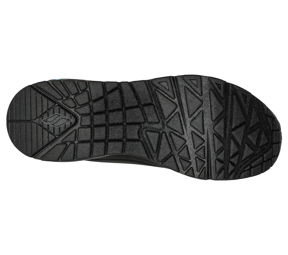 Women Skechers JGoldcrown: Uno - Highlight Love Lace Up Shoes Black / Multicolor  USA |  9230-FDTHS