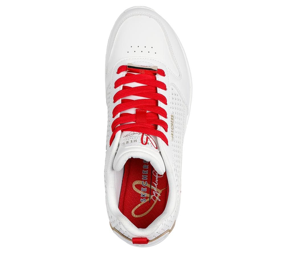 Women Skechers JGoldcrown: Uno - Lone Hearted Wedges White / Red  USA |  6198-AMEZX