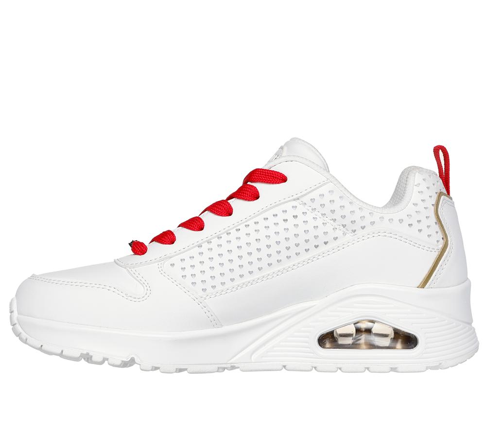 Women Skechers JGoldcrown: Uno - Lone Hearted Wedges White / Red  USA |  6198-AMEZX