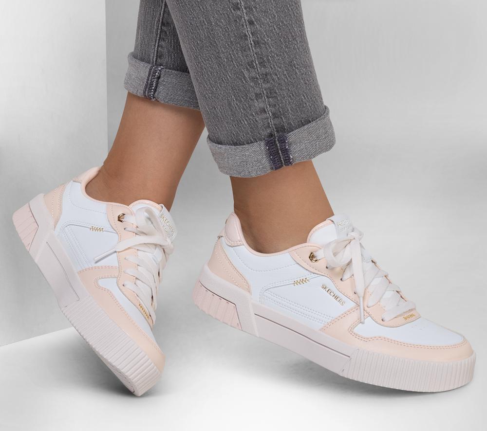 Women Skechers Jade - Best In Class Lace Up Shoes White / Pink  USA |  1842-FHENG