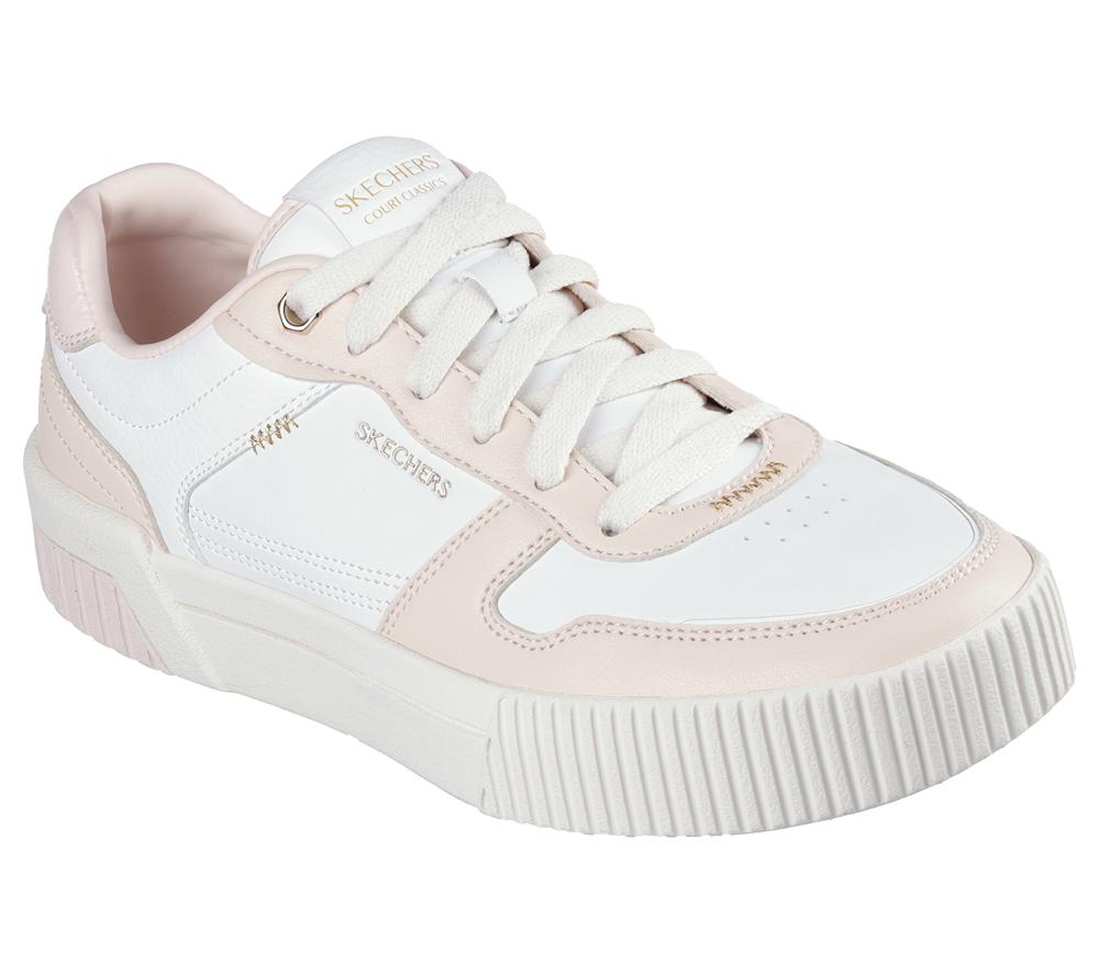 Women Skechers Jade - Best In Class Lace Up Shoes White / Pink  USA |  1842-FHENG