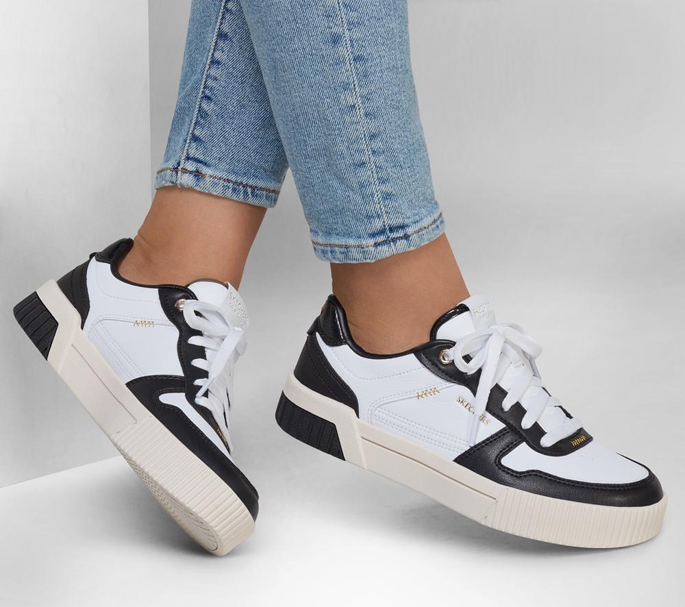 Women Skechers Jade - Best In Class Lace Up Shoes White / Black  USA |  6580-YZBEJ
