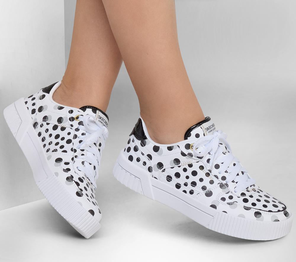 Women Skechers Jade - On The Dot Lace Up Shoes White / Black  USA |  7215-ECUBH
