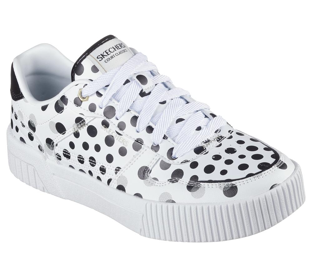 Women Skechers Jade - On The Dot Lace Up Shoes White / Black  USA |  7215-ECUBH