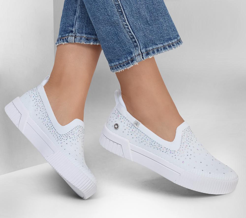 Women Skechers Jade - Shining Stones Slip On Shoes White  USA |  5897-IKRHW
