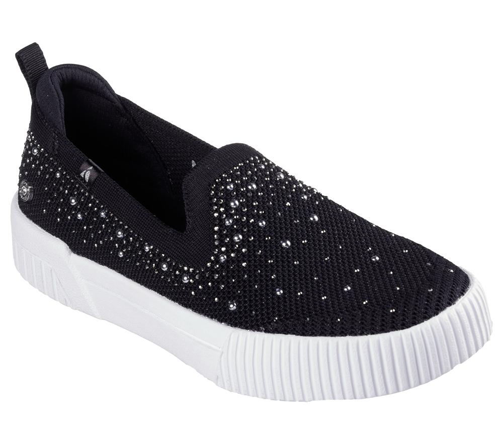 Women Skechers Jade - Shining Stones Slip On Shoes Black  USA |  3458-XPZVM
