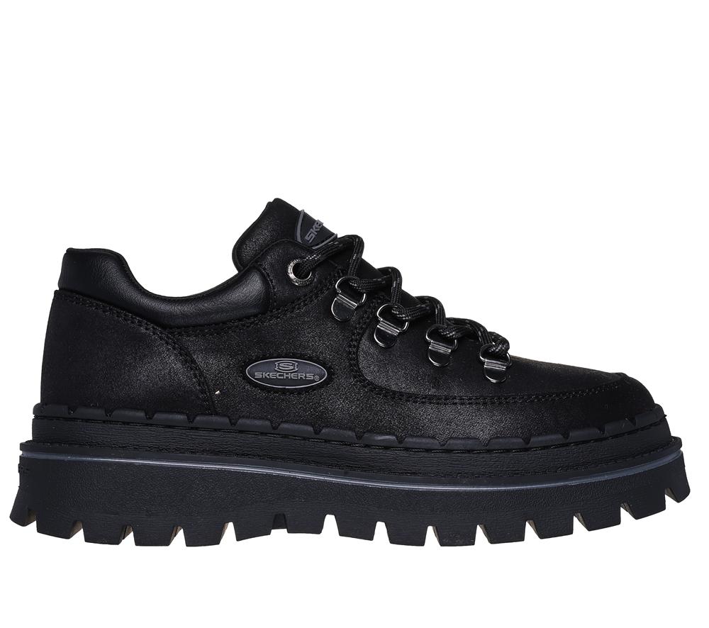 Women Skechers Jammers - Say Goodbye Lace Up Shoes Black  USA |  6241-IJSGP