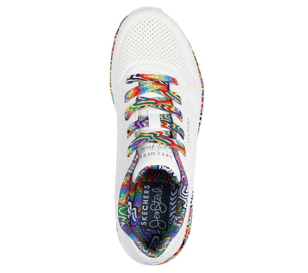 Women Skechers Jen Stark: Uno - Mini Drip Sneakers White / Multicolor  USA |  0721-CHZOX