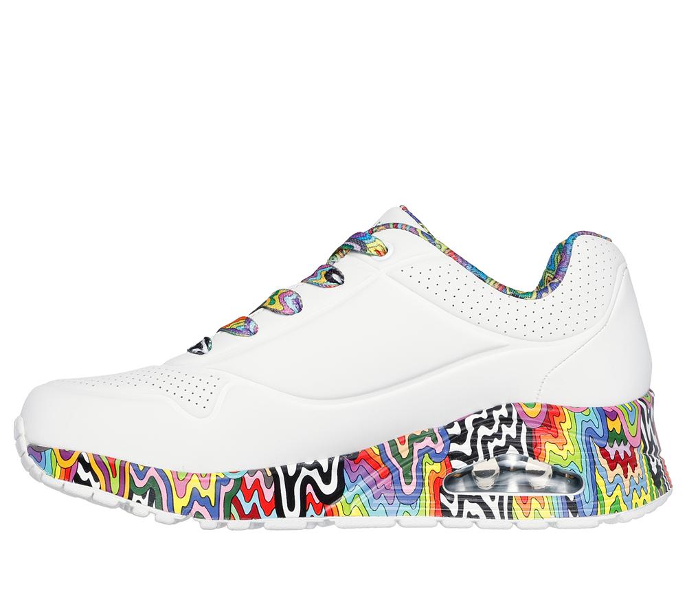 Women Skechers Jen Stark: Uno - Mini Drip Sneakers White / Multicolor  USA |  0721-CHZOX