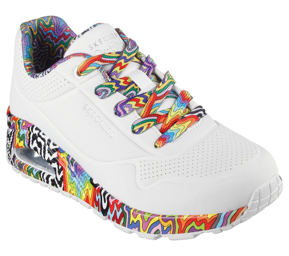 Women Skechers Jen Stark: Uno - Mini Drip Sneakers White / Multicolor  USA |  0721-CHZOX