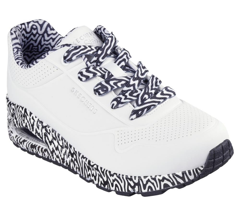 Women Skechers Jen Stark: Uno - Mini Drip Sneakers White / Black  USA |  0731-CAYXF