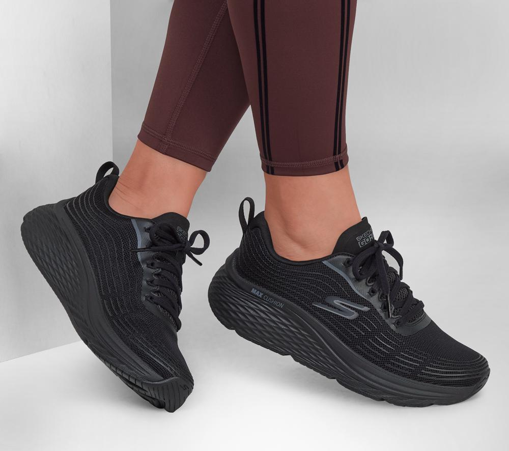 Women Skechers Max Cushioning Elite 2.0 Lace Up Shoes Black  USA |  8076-PVLGN
