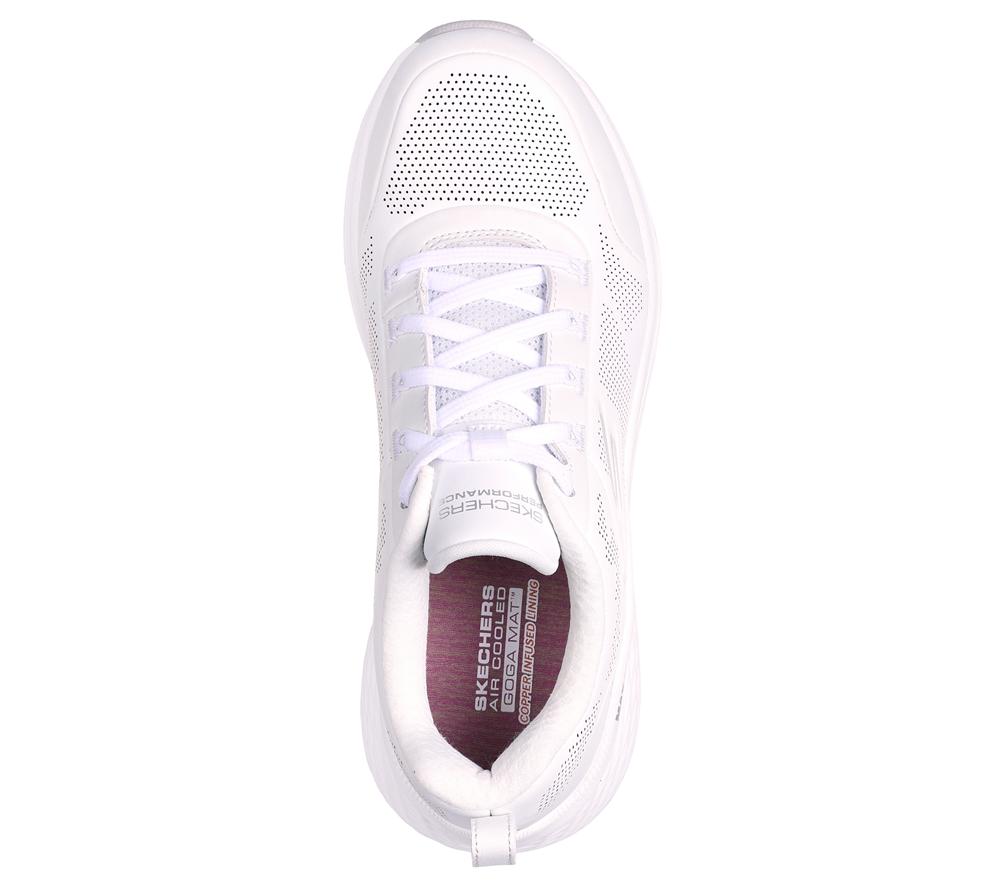Women Skechers Max Cushioning Elite 2.0 - Enhanced Lace Up Shoes White / Silver  USA |  1972-WPNOS