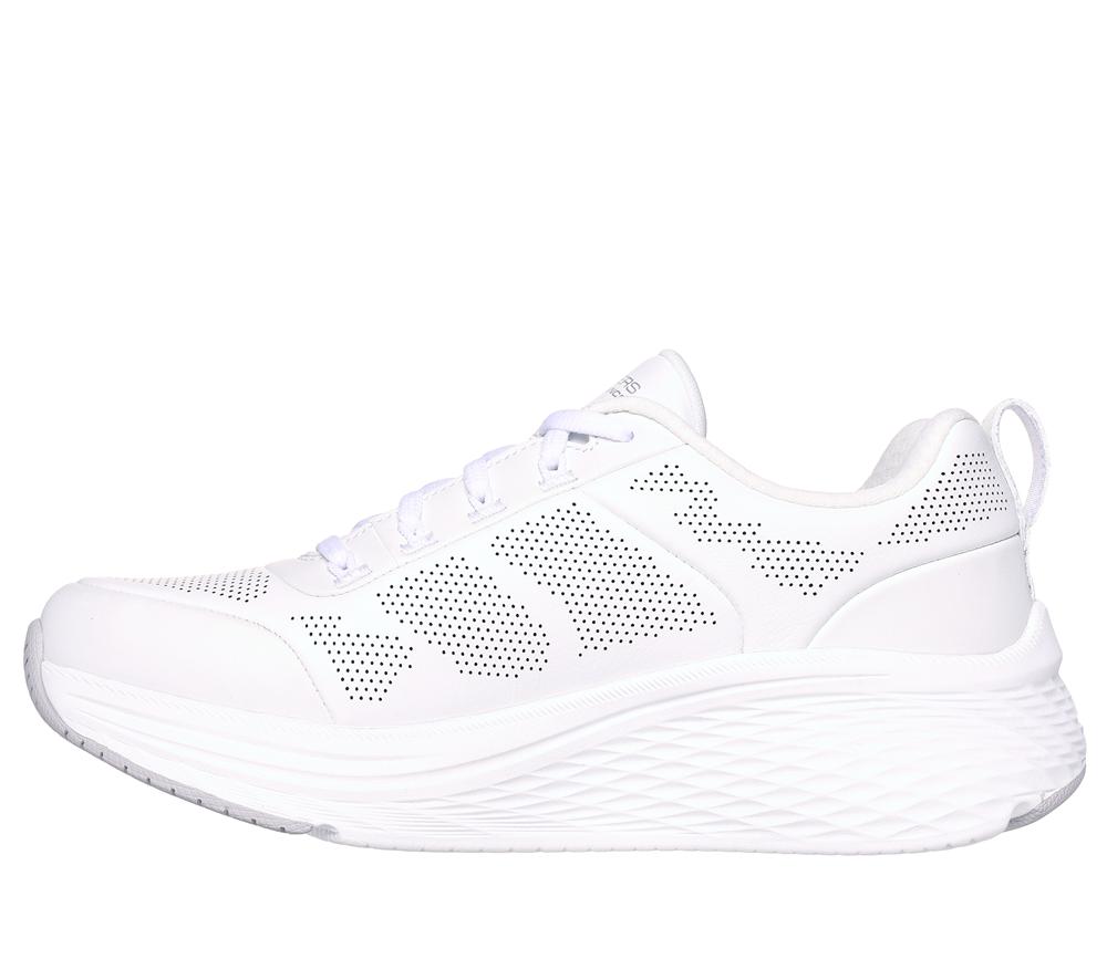 Women Skechers Max Cushioning Elite 2.0 - Enhanced Lace Up Shoes White / Silver  USA |  1972-WPNOS
