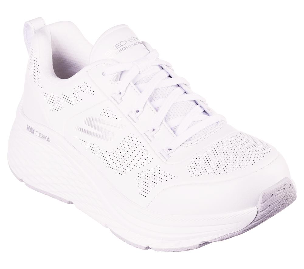 Women Skechers Max Cushioning Elite 2.0 - Enhanced Lace Up Shoes White / Silver  USA |  1972-WPNOS