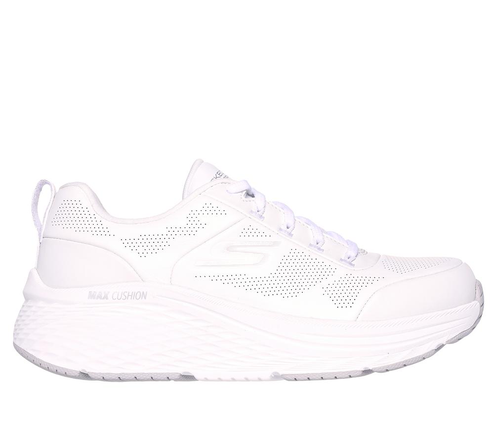 Women Skechers Max Cushioning Elite 2.0 - Enhanced Lace Up Shoes White / Silver  USA |  1972-WPNOS