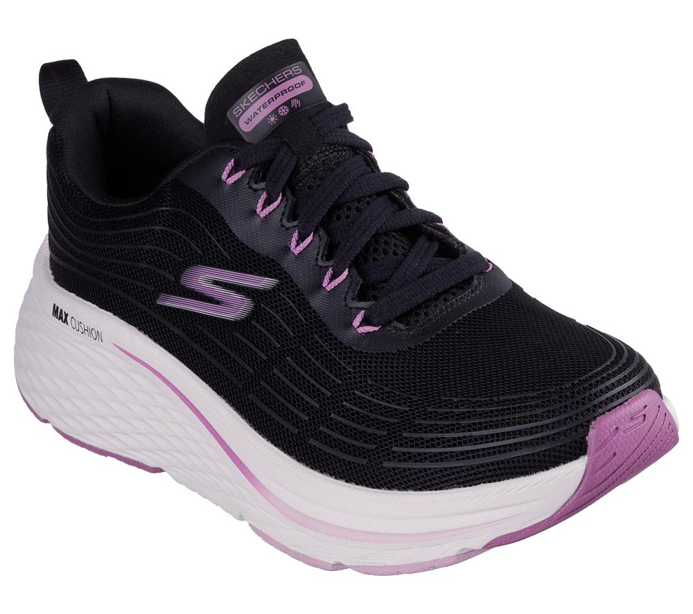 Women Skechers Max Cushioning Elite 2.0 - Bridgeport Lace Up Shoes Black / Pink  USA |  2508-CMSNZ